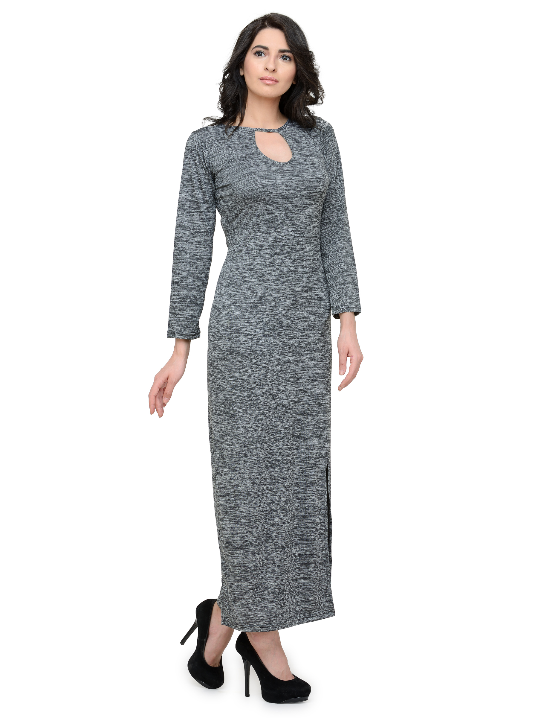 JAW DROPPING GREY MAXI WITH FRONT SLIT